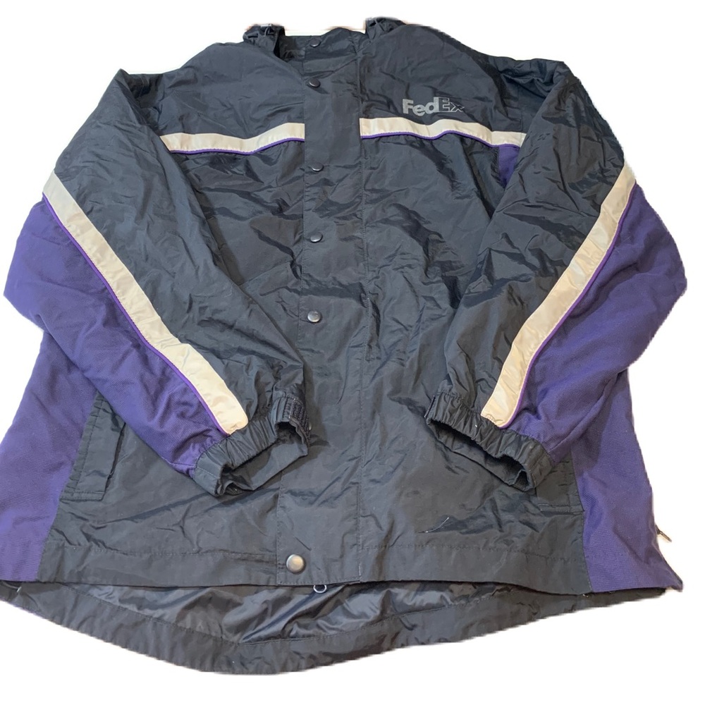 FedEx Stan Herman Winter Coat Reflective Uniform Mens Size XL Black Hooded.